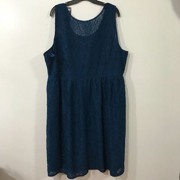 LANE BRYANT ILLUSION LACE FIT & FLARE DRESS Teal - Picture 6 of 6